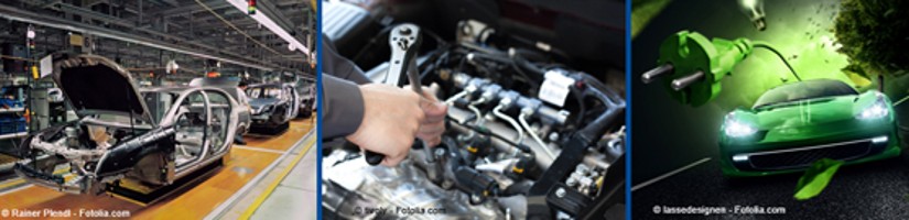 Bildcollage zum Thema Fahrzeugbau