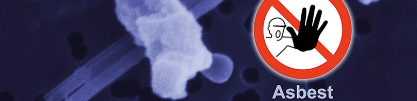 Asbestfaser mit Warnschild