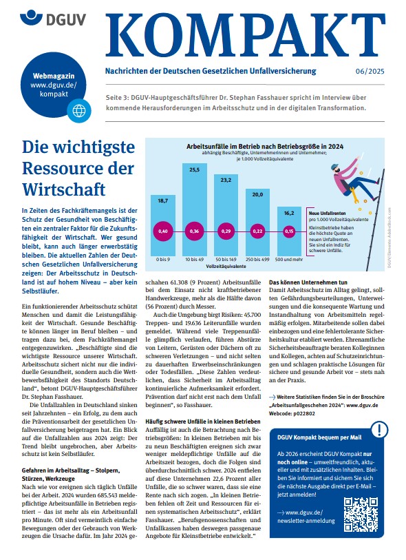 Titelbild DGUV Kompakt 6/2025; Die wichtigste Ressource der Wirtschaft