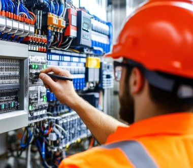 Ein Mann in Arbeitsschutzkleidung bedient ein Steuerungssystem. (Bild: Pichapob_stock.adobe.com)